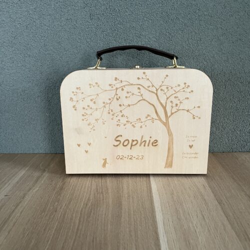 Houten koffer bedrukt